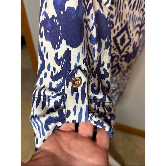 Lilly Pulitzer‎ Ocean Ridge Shift Dress Batik Print Navy White Pink S BIN P - Picture 3 of 10